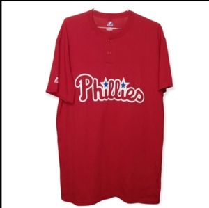 Majestics Phillies Button Plaque T-shirt